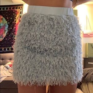baby blue fuzzy skirt from zara size xsmall new with tags